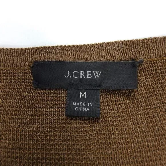 J CREW Long Linen Knit Juliette Collarless Sweater Blazer Old Money Medium Brown - Picture 2 of 7